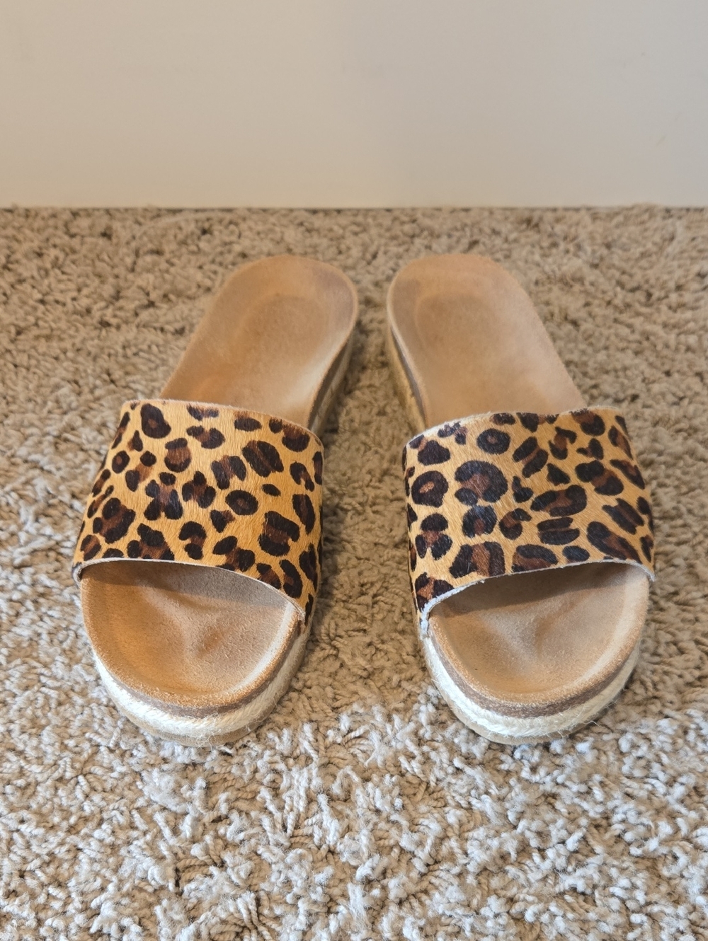 Yokono Size 8 Leather Sole Womens Cheetah Sandals